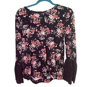 Womens Lace Bell Sleeve Whimsigoth Top Blouse Fairy Grunge Witchy Gothic Med